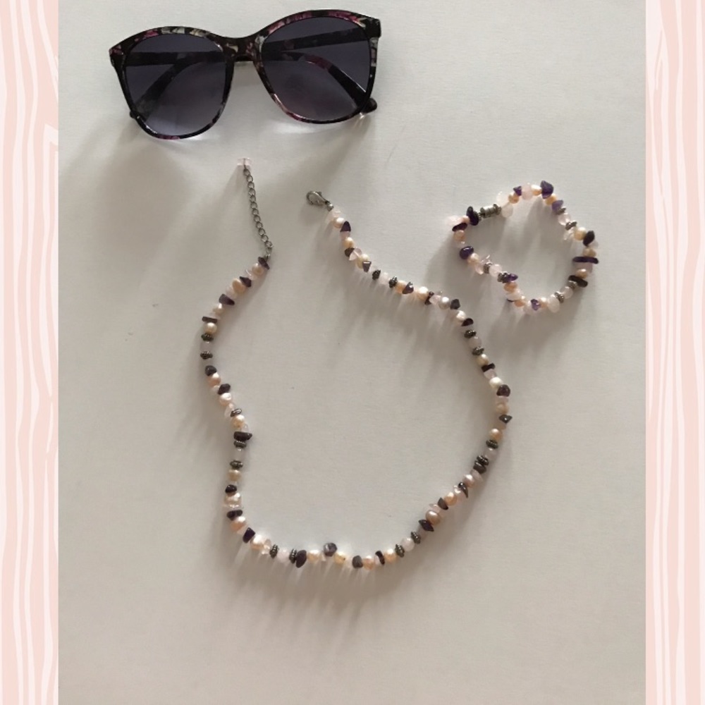 Amethyst necklace and bracelet set
